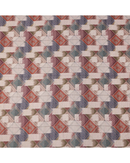 قماش فيسكوز كتان متعدد الألوان بطبعة مستوحاة من رقعة هندسية ماسية، عرض 110 سم، صنع في الهند - D25105