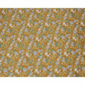 Mustard yellow cotton lawn printed Fabric with teal, white and sage botanical floral, 110 Cms Width, India-D25285