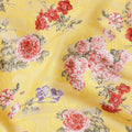 Yellow Floral Printed Cotton Uragiri Voile Fabric, 110 Cms Width, Japan-D25292