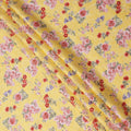 Yellow Floral Printed Cotton Uragiri Voile Fabric, 110 Cms Width, Japan-D25292