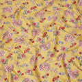 Yellow Floral Printed Cotton Uragiri Voile Fabric, 110 Cms Width, Japan-D25294