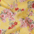 Yellow Floral Printed Cotton Uragiri Voile Fabric, 110 Cms Width, Japan-D25294