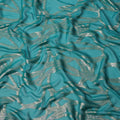 Teal Abstract Silk Chiffon Fabric with Metallic Lurex, 140 Cms, South Korea-D25486