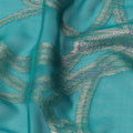 Teal Abstract Silk Chiffon Fabric with Metallic Lurex, 140 Cms, South Korea-D25486