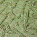 Green Abstract Silk Chiffon Fabric with Metallic Lurex, 140 Cms, South Korea-D25487