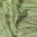 Green Abstract Silk Chiffon Fabric with Metallic Lurex, 140 Cms, South Korea-D25487