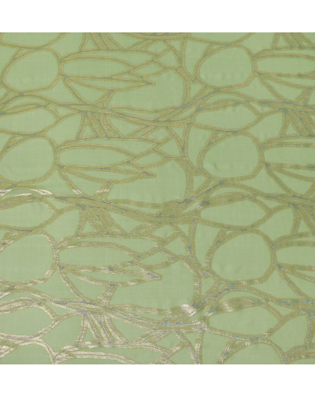 Green Abstract Silk Chiffon Fabric with Metallic Lurex, 140 Cms, South Korea-D25487