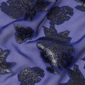 Blue Floral Pattern Silk Chiffon Fabric with Metallic Lurex, 110 Cms, South Korea-D25496