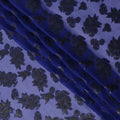 Blue Floral Pattern Silk Chiffon Fabric with Metallic Lurex, 110 Cms, South Korea-D25496