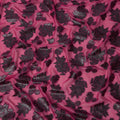Pink Floral Pattern Silk Chiffon Fabric with Metallic Lurex, 110 Cms, South Korea-D25497