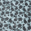 Light Blue Floral Pattern Silk Chiffon Fabric with Metallic Lurex, 110 Cms, South Korea-D25499