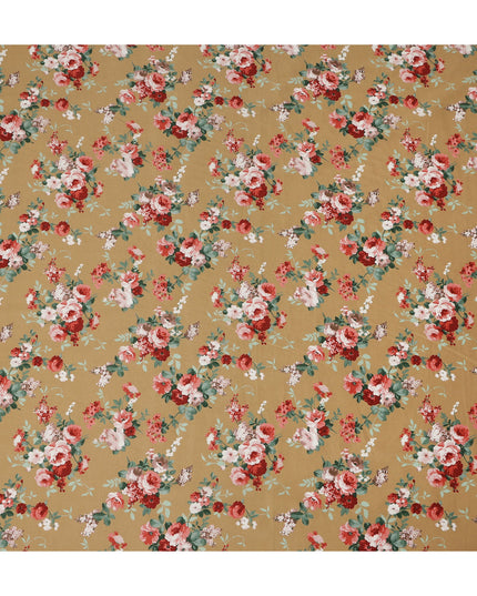 Mustard Floral Printed Cotton Lawn Fabric 110 Cms Width India-D27754 - Regal Fabrics
