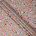 Taupe Floral Printed Cotton Lawn Fabric 110 Cms Width India-D27755 - Regal Fabrics