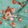Sea Green Floral Printed Cotton Lawn Fabric 110 Cms Width India-D27756 - Regal Fabrics