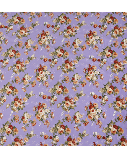 Lavender Floral Printed Cotton Lawn Fabric 110 Cms Width India-D27757 - Regal Fabrics
