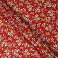 Red Floral Printed Cotton Lawn Fabric 110 Cms Width India-D27760 - Regal Fabrics