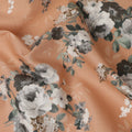 Peach Floral Printed Cotton Lawn Fabric 110 Cms Width India-D27761 - Regal Fabrics