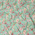 Green Floral Pure Silk Crepe Fabric 110cm - 0028967