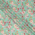Green Floral Pure Silk Crepe Fabric 110cm - 0028967