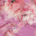 Pink Floral Pure Silk Crepe Fabric 110cm - 0028975