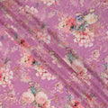 Pink Floral Pure Silk Crepe Fabric 110cm - 0028975