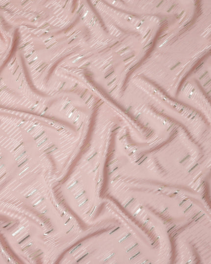 Baby Rose Pink Lurex Stripe Silk Crepe 140cm