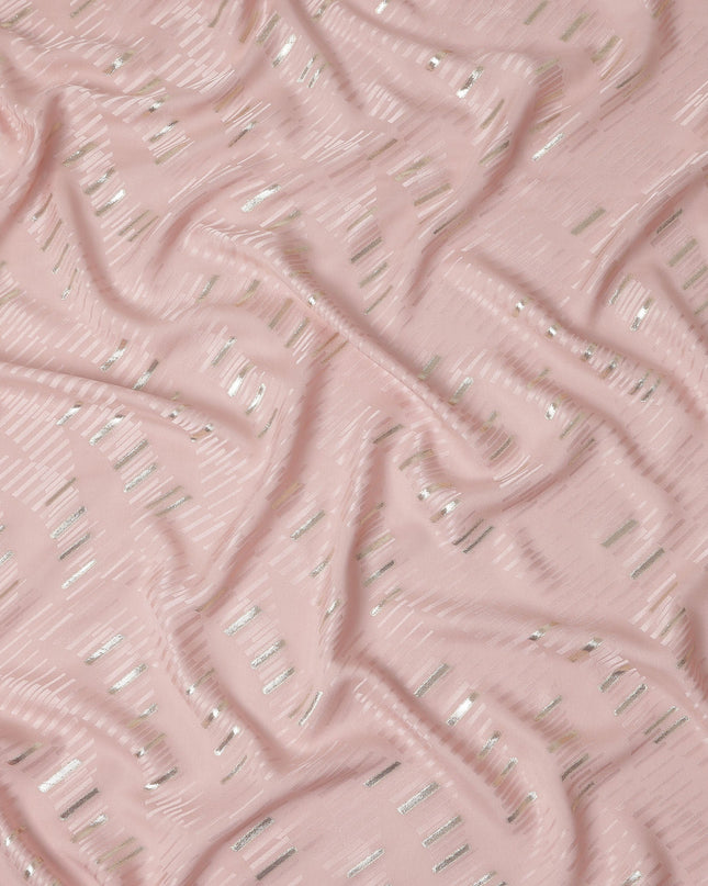 Baby Rose Pink Lurex Stripe Silk Crepe 140cm