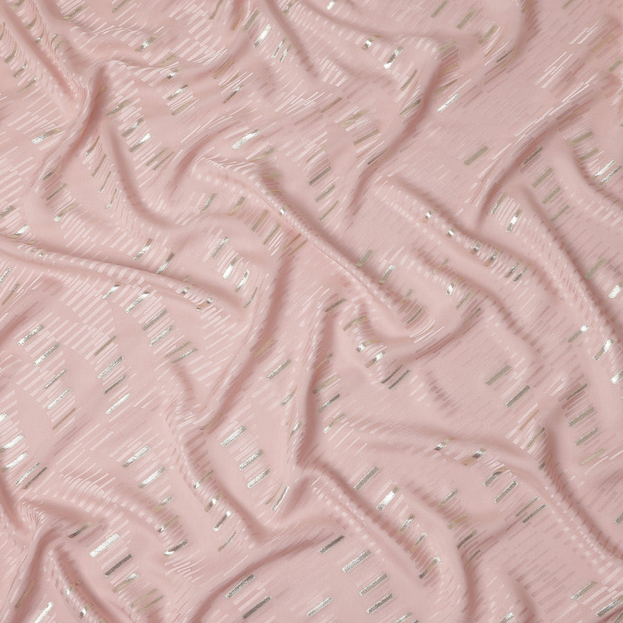 Baby Rose Pink Lurex Stripe Silk Crepe 140cm