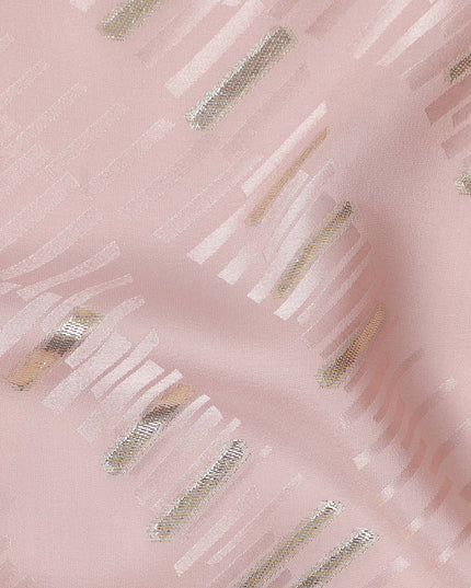 Baby Rose Pink Lurex Stripe Silk Crepe 140cm