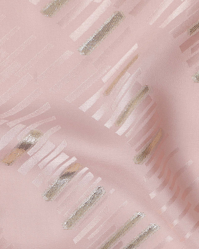 Baby Rose Pink Lurex Stripe Silk Crepe 140cm
