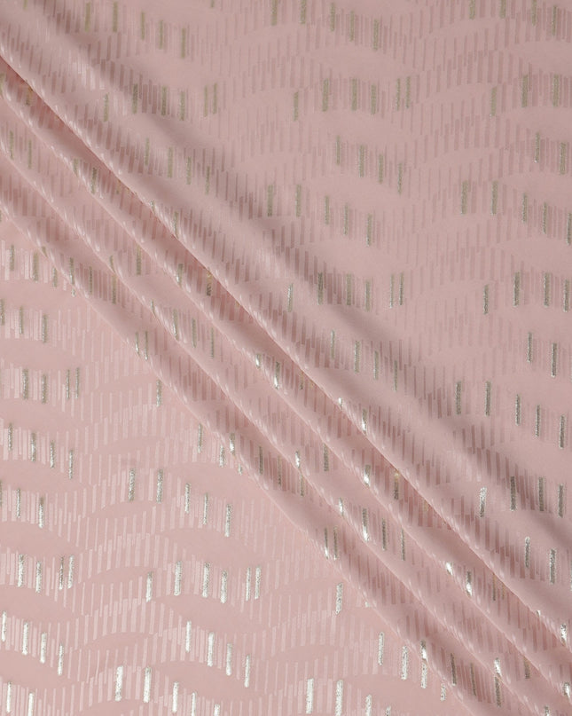 Baby Rose Pink Lurex Stripe Silk Crepe 140cm