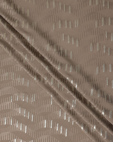 Warm Taupe Brown Lurex Stripe Silk Crepe 140cm