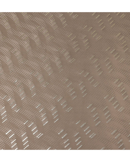 Warm Taupe Brown Lurex Stripe Silk Crepe 140cm