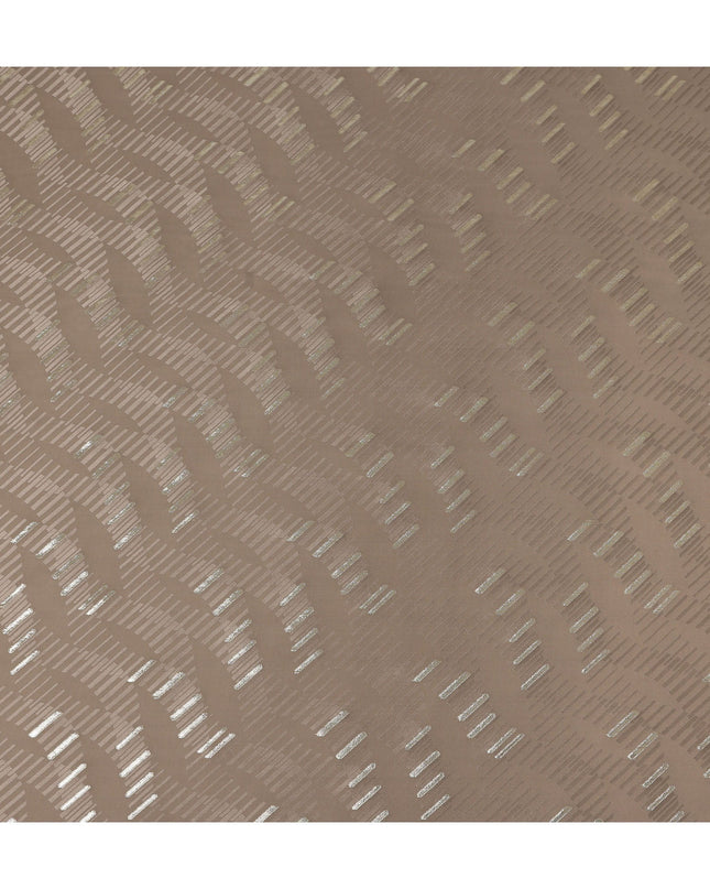 Warm Taupe Brown Lurex Stripe Silk Crepe 140cm