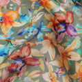 Green Garden Floral Jacquard Viscose Crepe 110cm