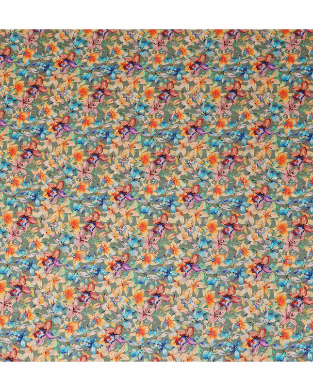 Green Garden Floral Jacquard Viscose Crepe 110cm