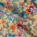 Green Tropical Floral Jacquard Viscose Crepe 110cm