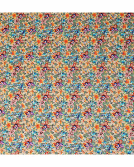 Green Tropical Floral Jacquard Viscose Crepe 110cm