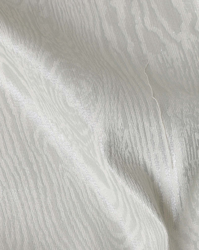 White Self Design Brocade Fabric 140cm
