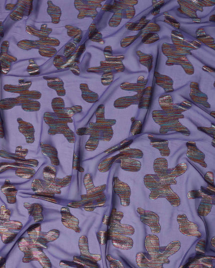 Purple Floral Polyester Fabric 140cm