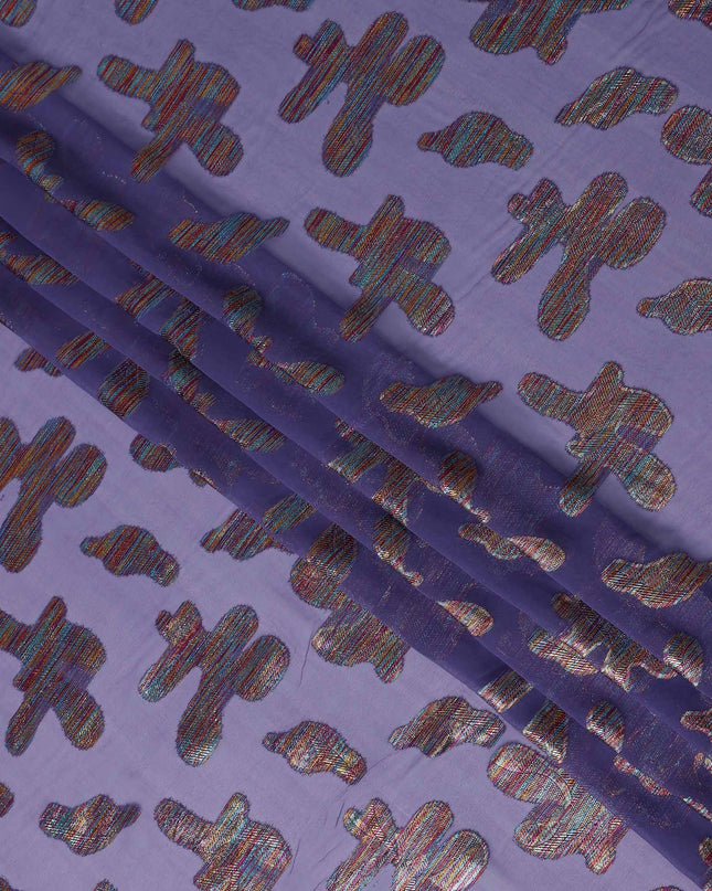 Purple Floral Polyester Fabric 140cm