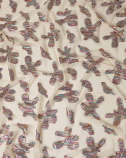 Beige Floral Polyester Fabric 140cm