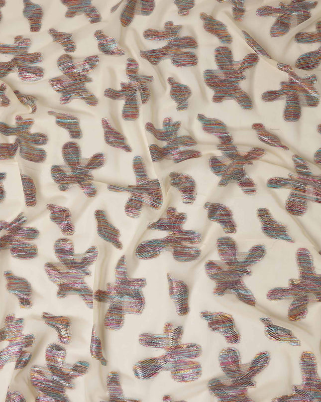 Beige Floral Polyester Fabric 140cm
