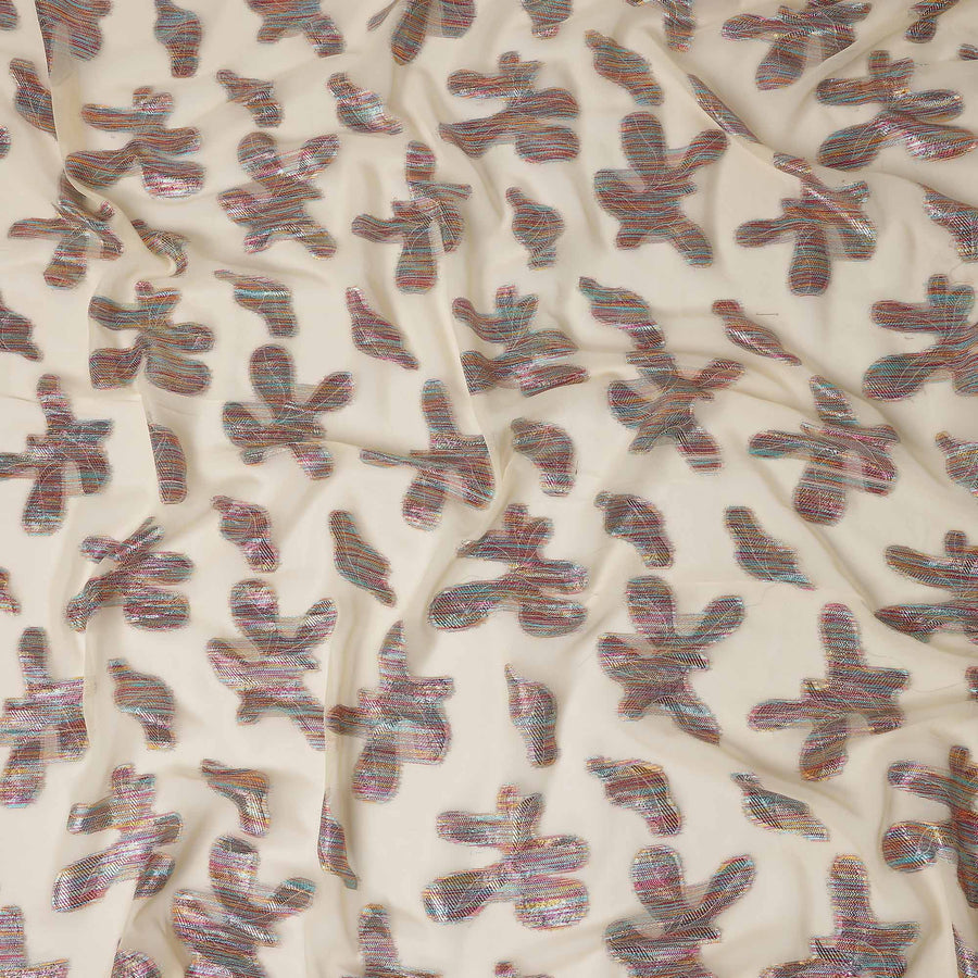 Beige Floral Polyester Fabric 140cm