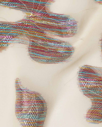 Beige Floral Polyester Fabric 140cm