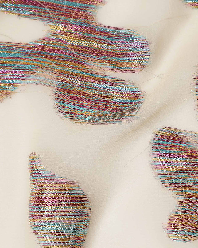 Beige Floral Polyester Fabric 140cm