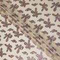 Beige Floral Polyester Fabric 140cm