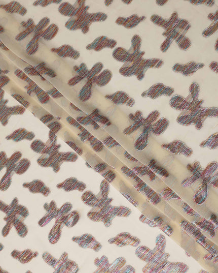 Beige Floral Polyester Fabric 140cm