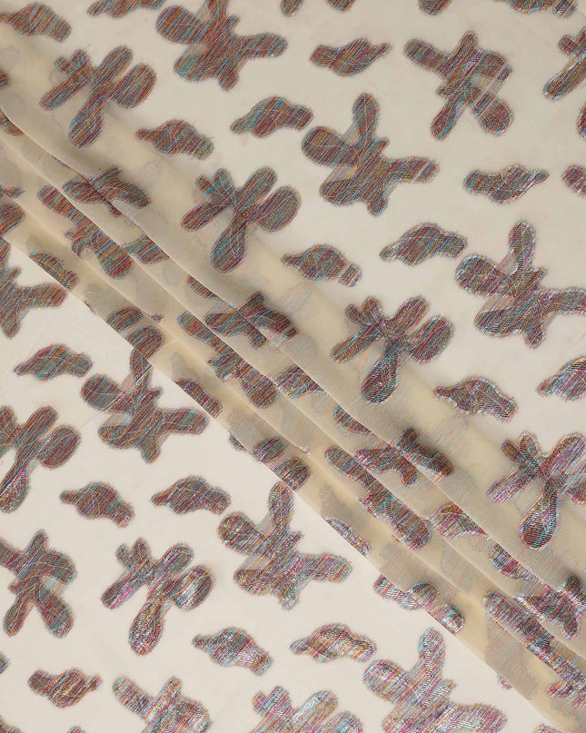 Beige Floral Polyester Fabric 140cm