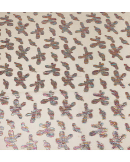 Beige Floral Polyester Fabric 140cm